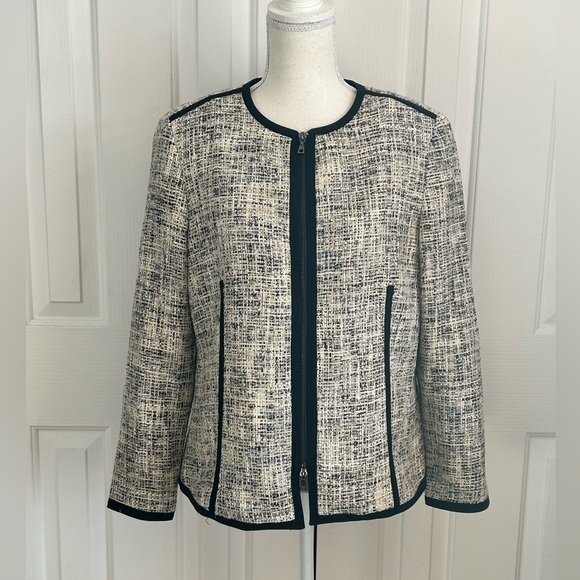 Anne Klein Jackets & Blazers - NWOT ANNE KLEIN Women Tweed Blazer, Cream, Black, Blue, Size 12